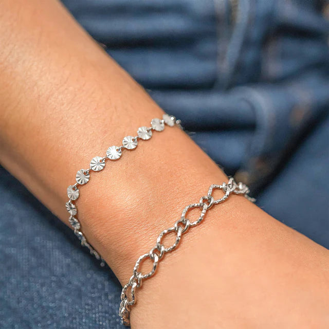 Hammered Oval Chain Bracelet