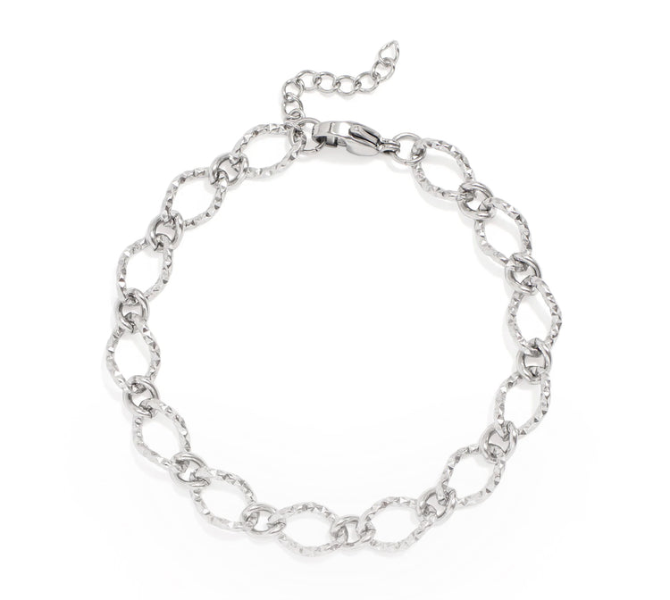 Hammered Oval Chain Bracelet