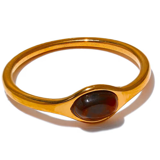 Tigers Eye East West Oval Ring