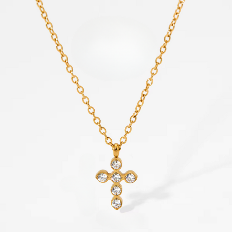 Dainty Pavé Cross Necklace