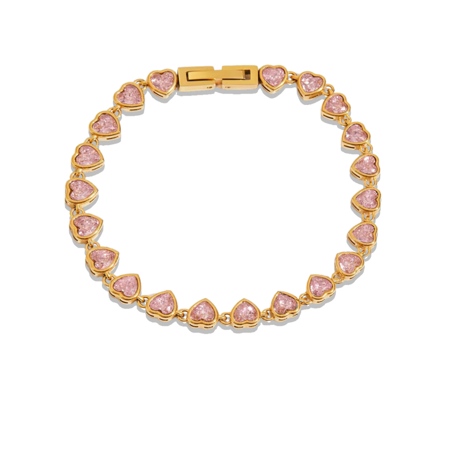 Pink Bezel Heart Bracelet