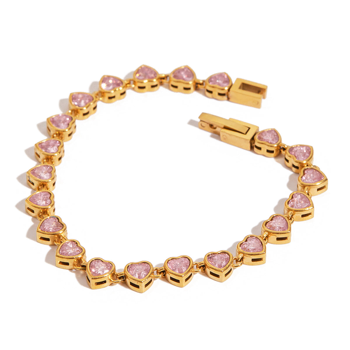 Pink Bezel Heart Bracelet