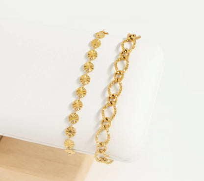 Hammered Oval Chain Bracelet