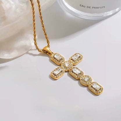 Bold Pave Cross Pendant Necklace