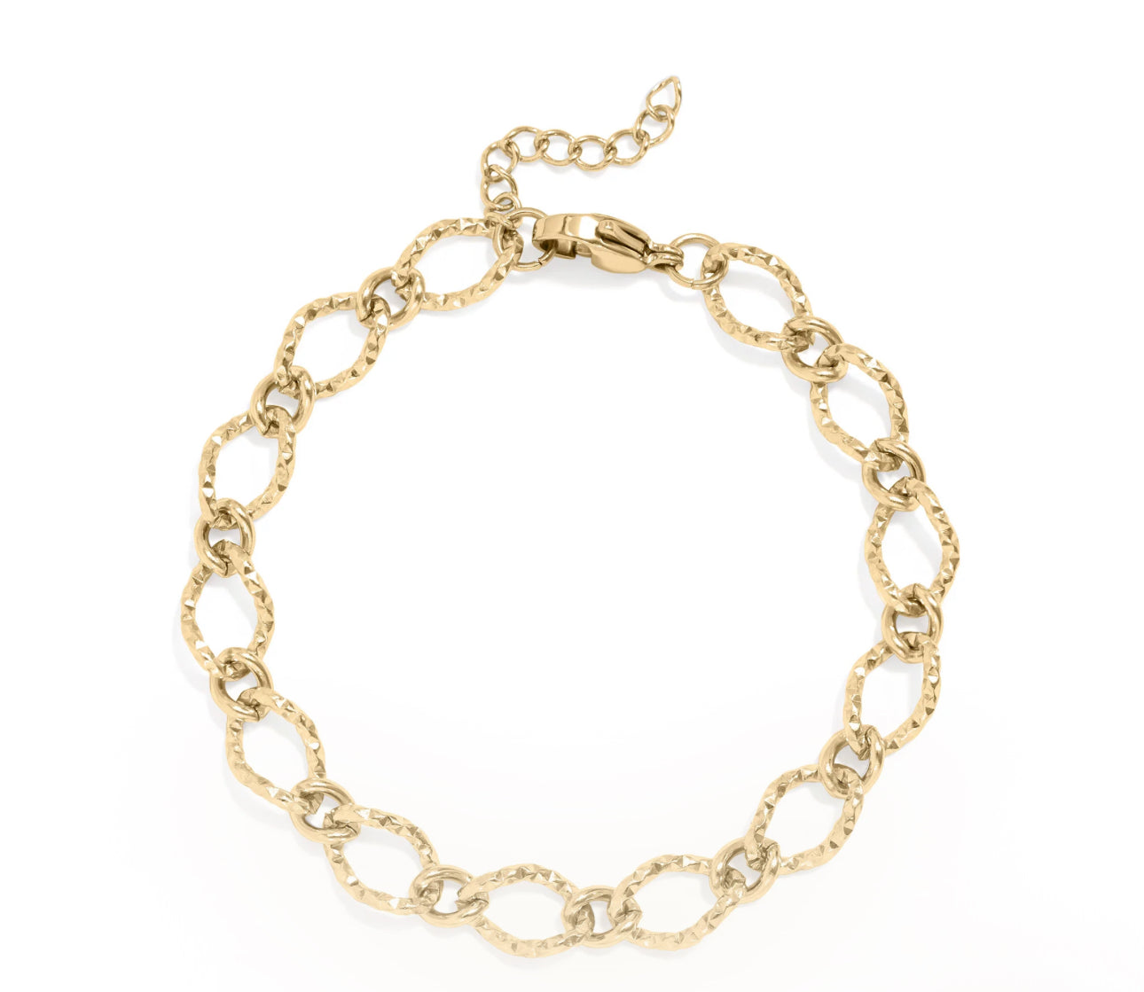 Hammered Oval Chain Bracelet