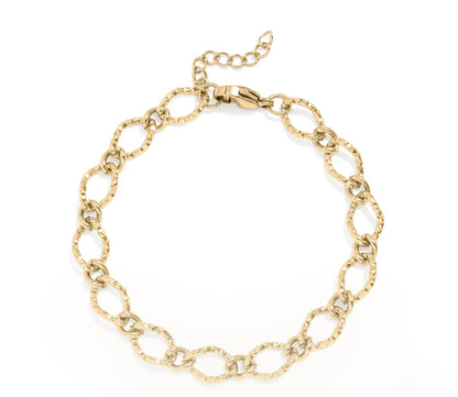 Hammered Oval Chain Bracelet
