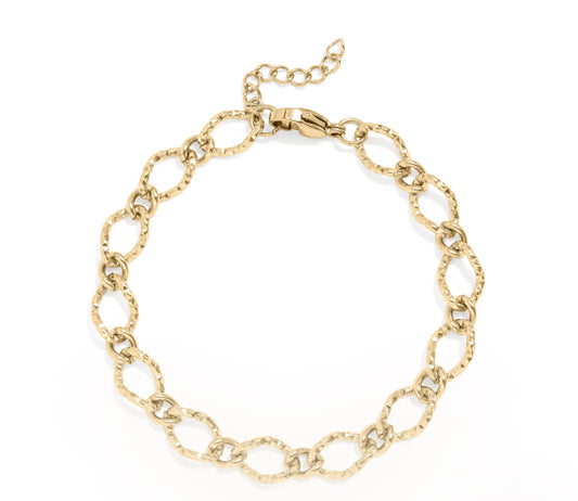 Hammered Oval Chain Bracelet