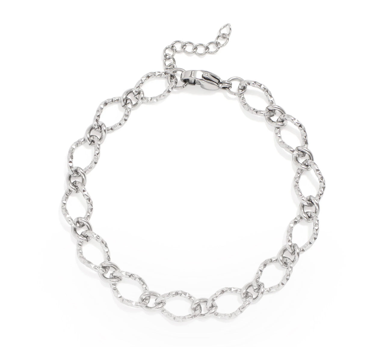 Hammered Oval Chain Bracelet