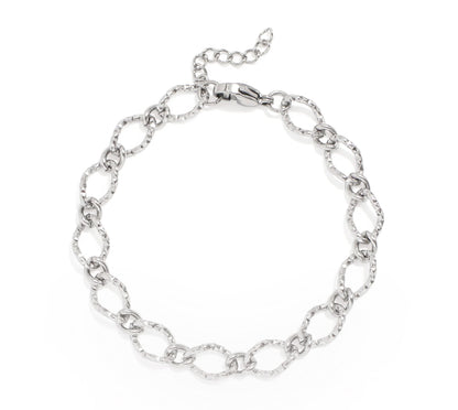 Hammered Oval Chain Bracelet