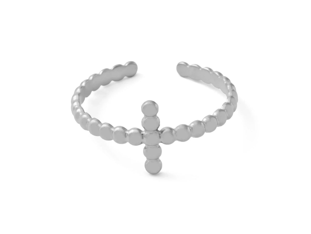 Beaded Cross Adjustable Ring