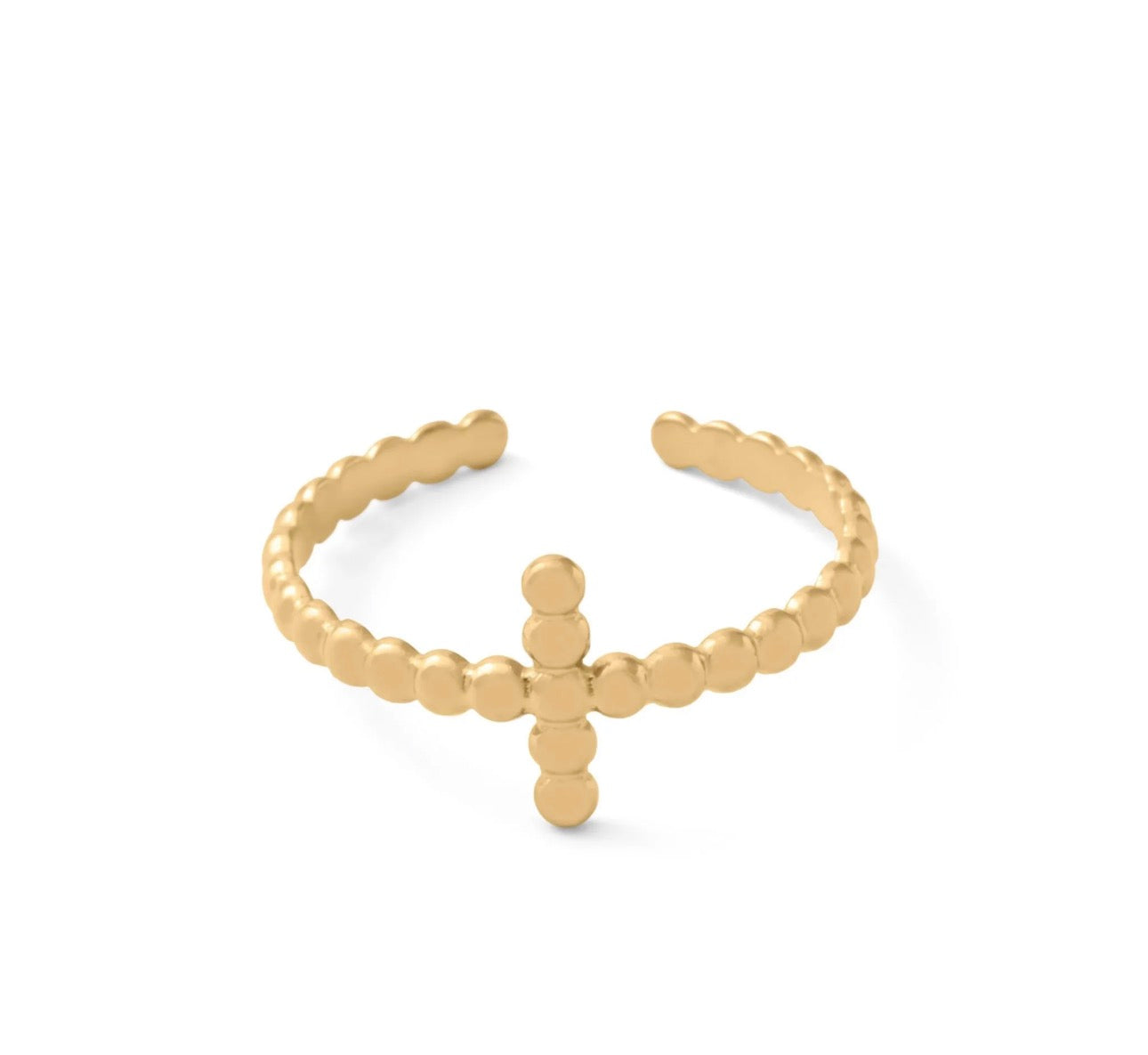 Beaded Cross Adjustable Ring