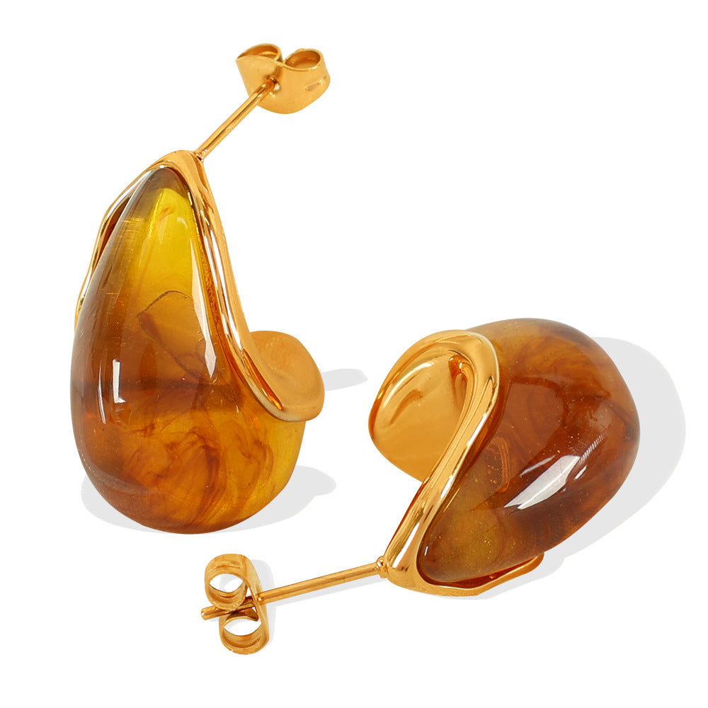 Amber Vintage Stud Earrings
