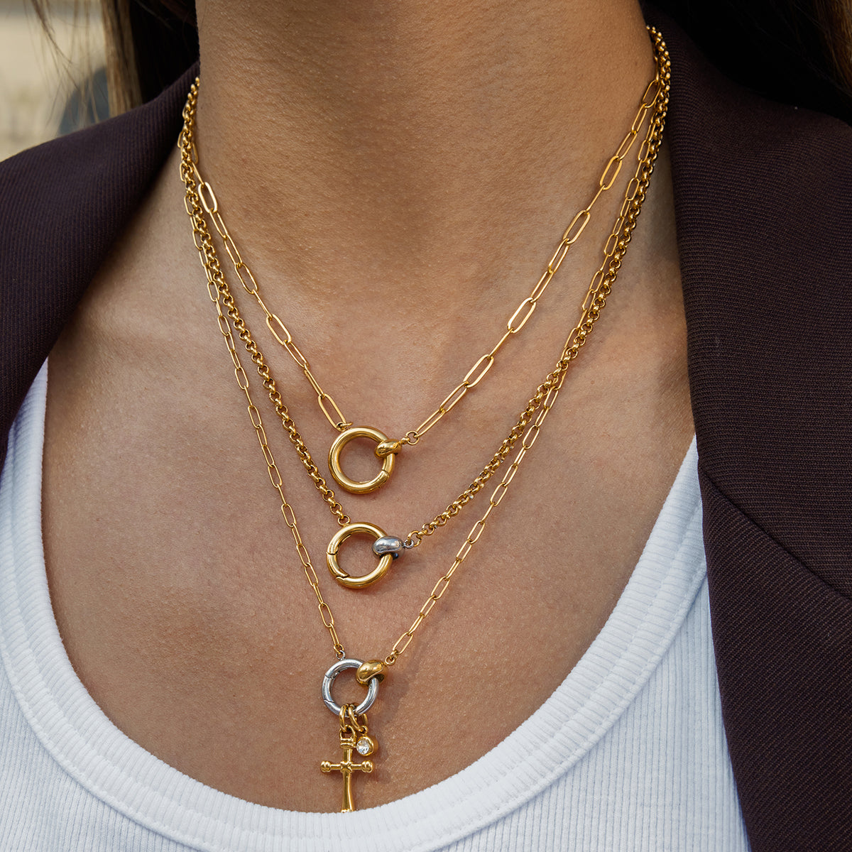 Mixed Paperclip Chain Necklace