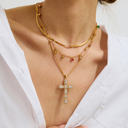 Bold Pave Cross Pendant Necklace