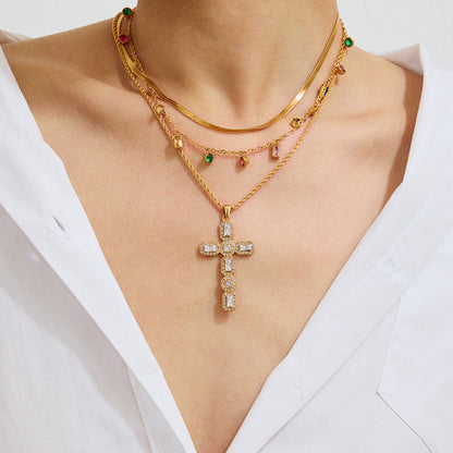Bold Pave Cross Pendant Necklace