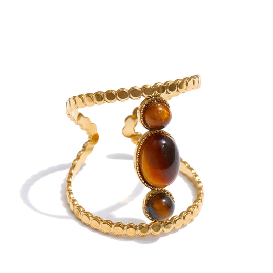Tigers Eye Open Adjustable Ring