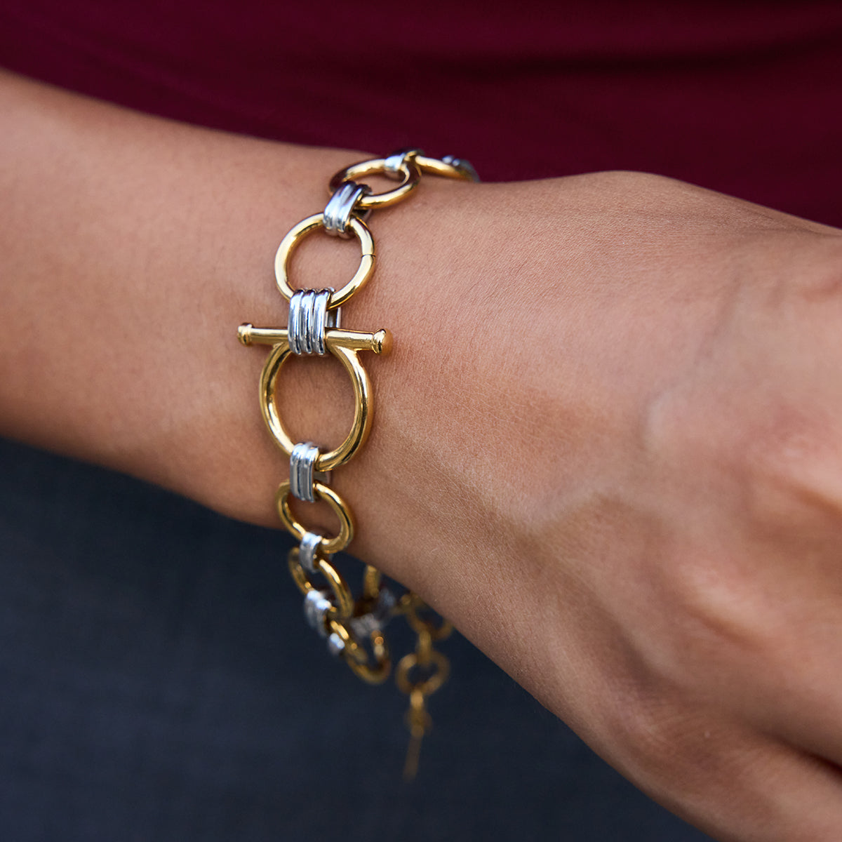 Mixed Toggle Link Bracelet