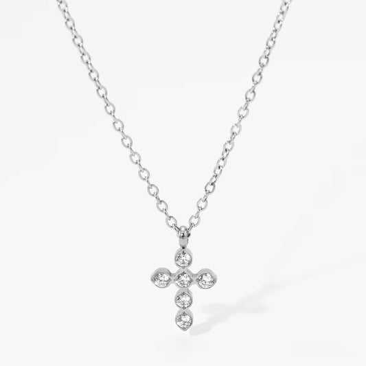 Dainty Pavé Cross Necklace