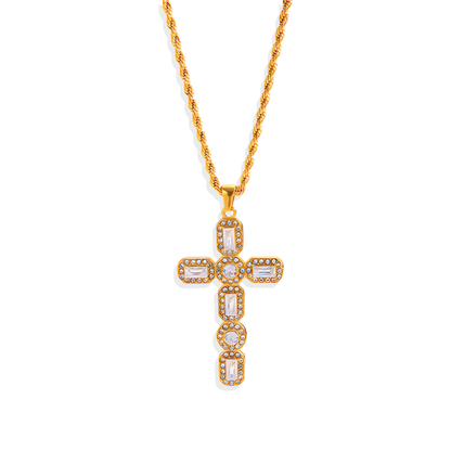 Bold Pave Cross Pendant Necklace
