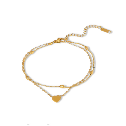 Layered Heart Anklet