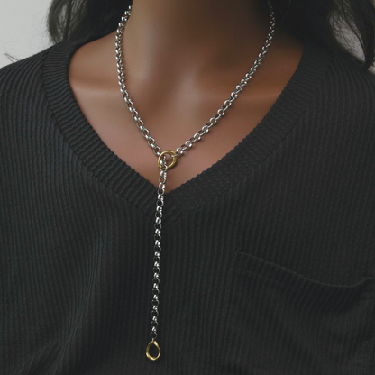 Mixed Rolo Lariat Chain