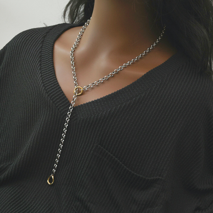Mixed Rolo Lariat Chain