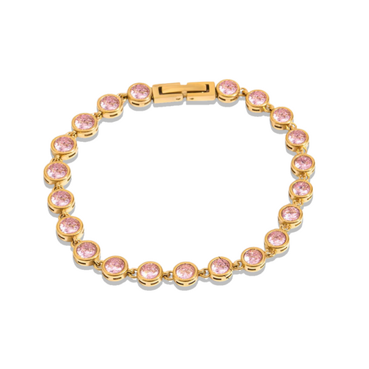 Pink Bezel Round Bracelet