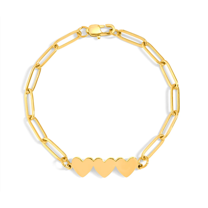 3 Hearts Paperclip Bracelet