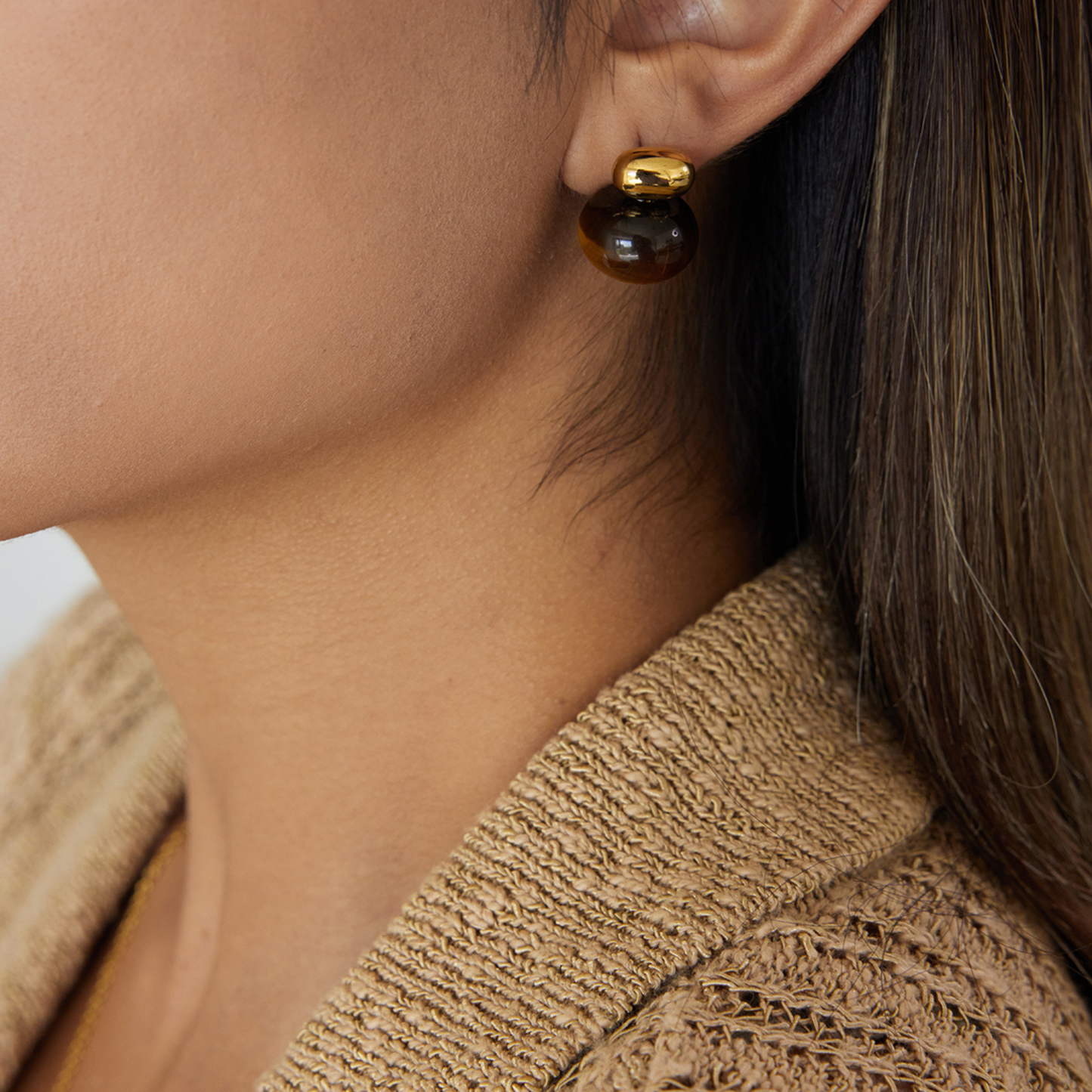 Tigers Eye Ball Studs