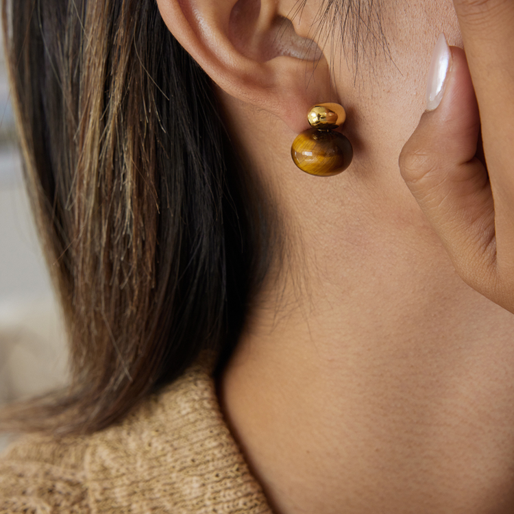 Tigers Eye Ball Studs