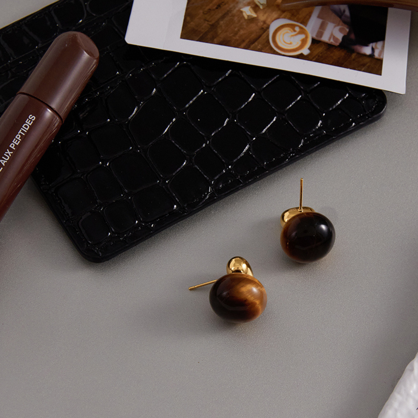 Tigers Eye Ball Studs