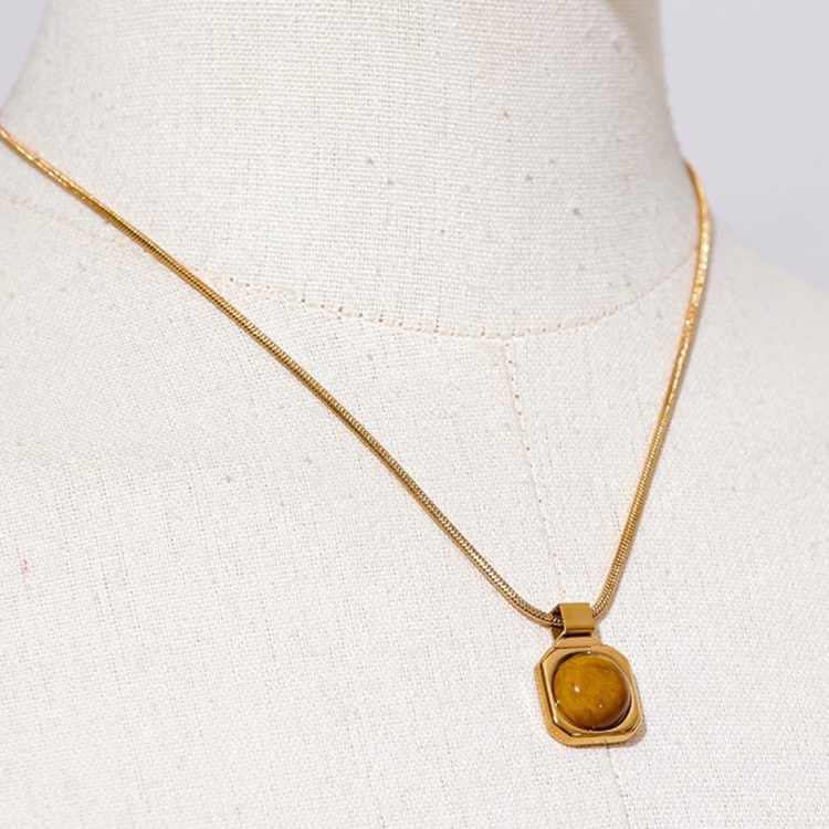 Tigers Eye Bold Pendant Necklace