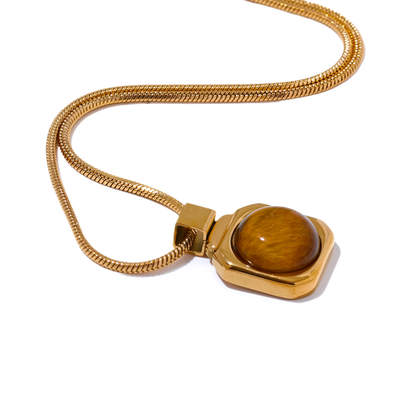 Tigers Eye Bold Pendant Necklace