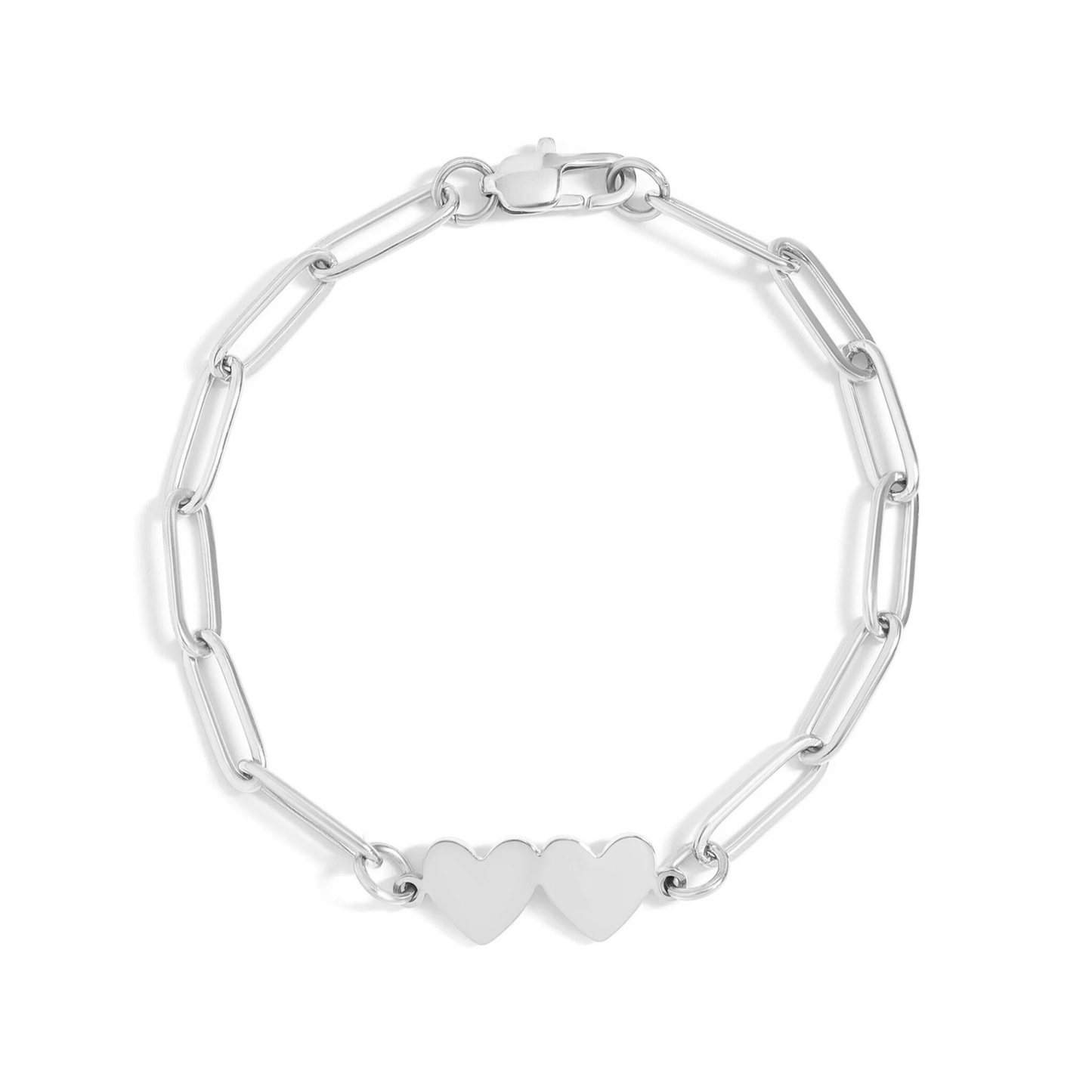 2 Hearts Paperclip Bracelet