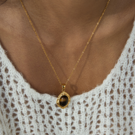 Tigers Eye Vintage Pendant Necklace